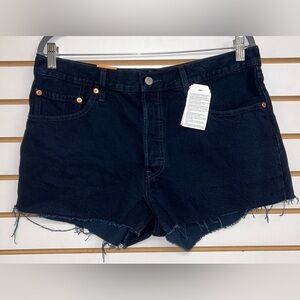 Levi’s 501 Straight Leg Button Fly Denim Shorts - Raw Hem‎ Dark Wash NWT Size 32